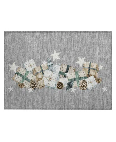 Addison Holiday Washable Indoor/outdoor Acn1825 1'8"x2'6" Area Rug In Gray