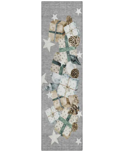 Addison Holiday Washable Indoor/outdoor Acn1825 2'3"x7'6" Runner Area Rug In Gray