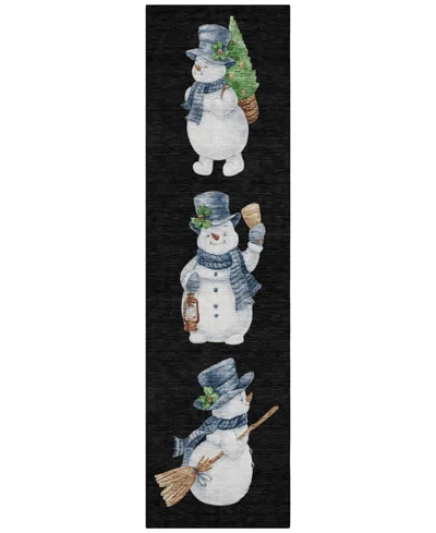 Addison Holiday Washable Indoor/outdoor Acn1826 2'3"x7'6" Runner Area Rug In Black