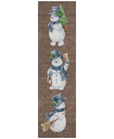 Addison Holiday Washable Indoor/outdoor Acn1826 2'3"x7'6" Runner Area Rug In Brown