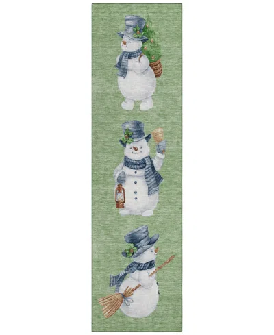 Addison Holiday Washable Indoor/outdoor Acn1826 2'3"x7'6" Runner Area Rug In Green