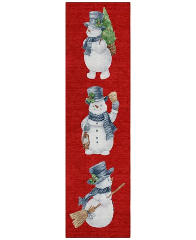 Addison Holiday Washable Indoor/outdoor Acn1826 2'3"x7'6" Runner Area Rug In Red