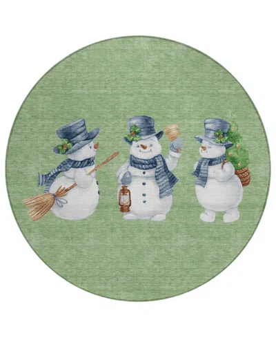 Addison Holiday Washable Indoor/outdoor Acn1826 8'x8' Round Area Rug In Green