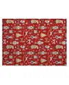 Addison Holiday Washable Indoor/outdoor Acn1827 1'8"x2'6" Area Rug In Red