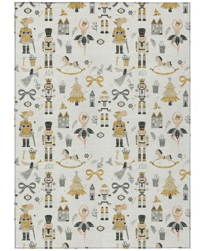 Addison Holiday Washable Indoor/outdoor Acn1827 8'x10' Area Rug In White