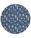 Addison Holiday Washable Indoor/outdoor Acn1827 8'x8' Round Area Rug In Blue