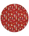 Addison Holiday Washable Indoor/outdoor Acn1827 8'x8' Round Area Rug In Red