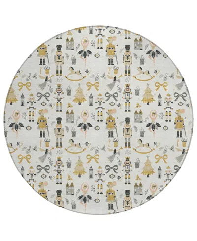 Addison Holiday Washable Indoor/outdoor Acn1827 8'x8' Round Area Rug In White
