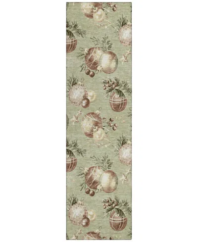 Addison Holiday Washable Indoor/outdoor Acn1828 2'3"x7'6" Runner Area Rug In Green