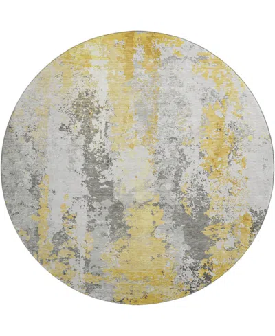 Addison Mayfield Amf1848 8' X 8' Round Area Rug In Yellow