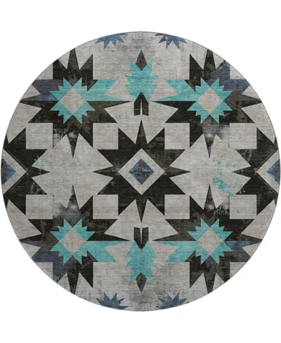 Addison Mayfield Amf1893 8' X 8' Round Area Rug In Black