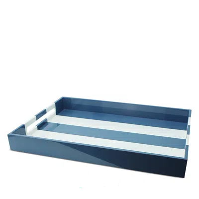 Addison Ross 22 X 16 Denim Stripe Lacquer Tray