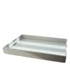 Addison Ross 22 X 16 Denim Stripe Lacquer Tray In Grey Stripe