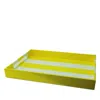 Addison Ross 22 X 16 Denim Stripe Lacquer Tray In Yellow Stripe