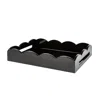 Addison Ross Black Medium Lacquered Scallop Serving Tray In Multi