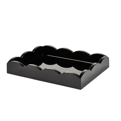 Addison Ross Black Small Lacquered Scalloped Tray In Multi