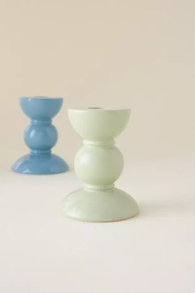 Addison Ross Bobbin Candle Holder In Green