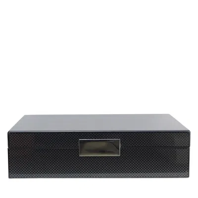 Addison Ross Carbon Fibre Lacquer Box With Silver - Large In Gray