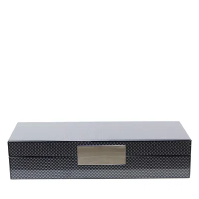 Addison Ross Carbon Fibre Lacquered Box With Silver In Black