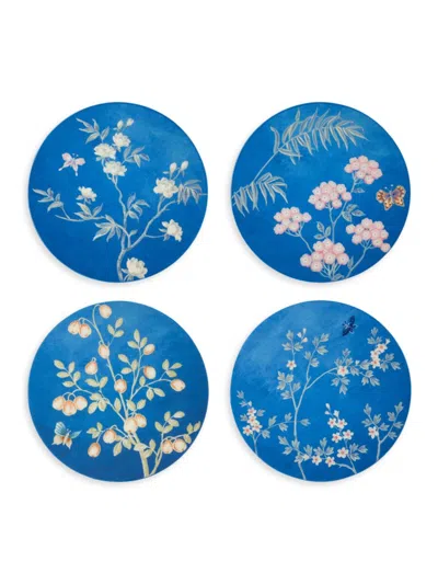 Addison Ross Chinoiserie 4-piece Coaster Set In Blue