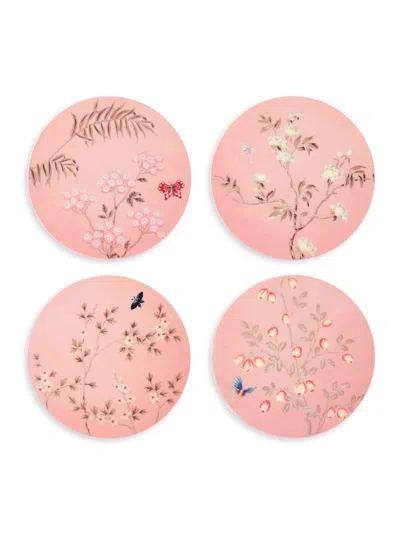 Addison Ross Chinoiserie 4-piece Coaster Set In Pink