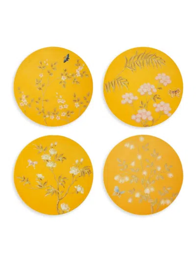 Addison Ross Chinoiserie 4-piece Coaster Set In Yellow