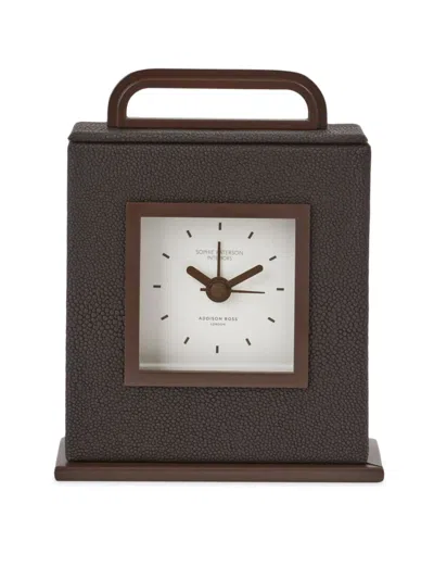 Addison Ross Faux Shagreen Clock In Gray