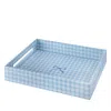 Addison Ross Blue Medium Gingham Tray In Blue