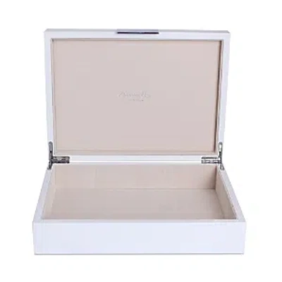 Addison Ross High Gloss Lacquer Box With Silver - Large In White