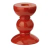 Addison Ross Lacquered Bobbin-shaped Candlestick, Small In Orange