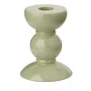 Addison Ross Lacquered Bobbin-shaped Candlestick, Small In Sage