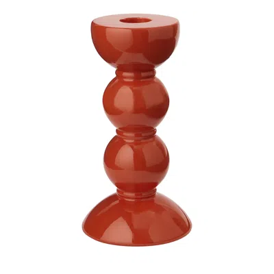 Addison Ross Lacquered Bobbin-shaped Candlestick, Medium In Red