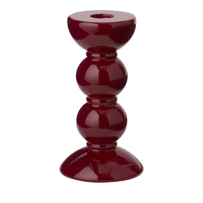 Addison Ross Lacquered Bobbin-shaped Candlestick, Medium In Red