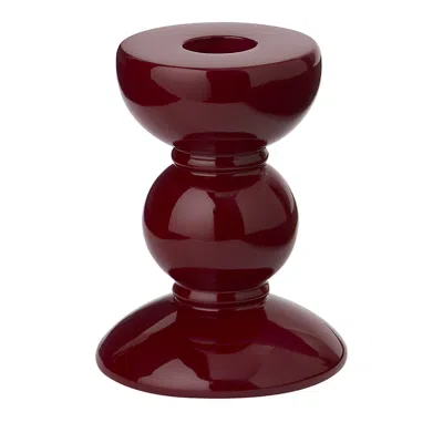 Addison Ross Lacquered Bobbin-shaped Candlestick, Small In Brown