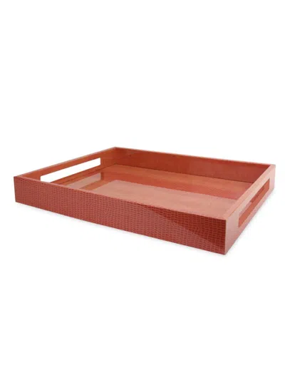 Addison Ross Lacquered Faux-croc Tray In Orange
