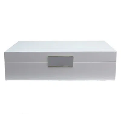 Addison Ross Lacquered Jewelry Box In White,silver