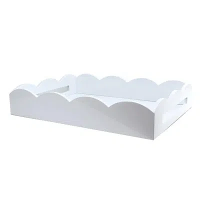 Addison Ross Lacquered Scallop Ottoman Tray In White
