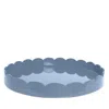 Addison Ross Large Lacquer Scalloped Tray, 16 Round In Blue