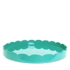 Addison Ross Large Lacquer Scalloped Tray, 16 Round In Turquoise