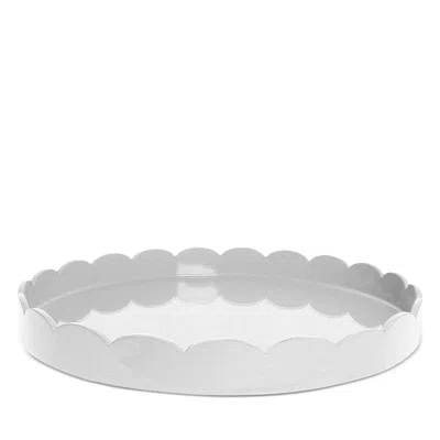 Addison Ross Large Lacquer Scalloped Tray, 16 Round In White