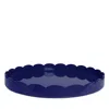 Addison Ross Large Lacquer Scalloped Tray, 20 Round In Navy
