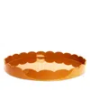 Addison Ross Large Lacquer Scalloped Tray, 20 Round In Orange