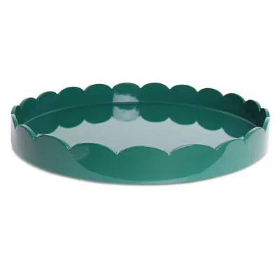 Addison Ross Large Lacquer Scalloped Tray, 20 Round In Racing Green