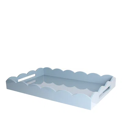 Addison Ross Large Lacquer Scalloped Tray, 26 X 17 In Blue