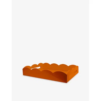 Addison Ross London Arge Lacquered Scallop Ottoman Tray In Orange