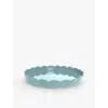 Addison Ross London Blue Scallop Lacquered Tray 40cm In Blue