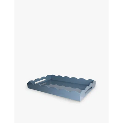 Addison Ross London Blue Scalloped-edge Square Lacquered Tray 44cm X 66cm