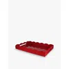 Addison Ross London Burgundy Scalloped-edge Square Lacquered Tray 44cm X 66cm In Burgundy
