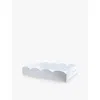 Addison Ross London Grey Scalloped-edge Square Lacquered Tray 43cm X 33cm In Grey