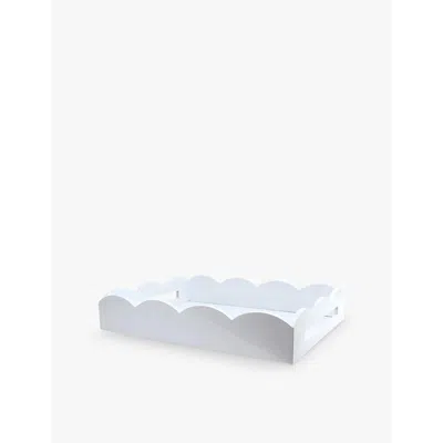 Addison Ross London Grey Scalloped-edge Square Lacquered Tray 43cm X 33cm